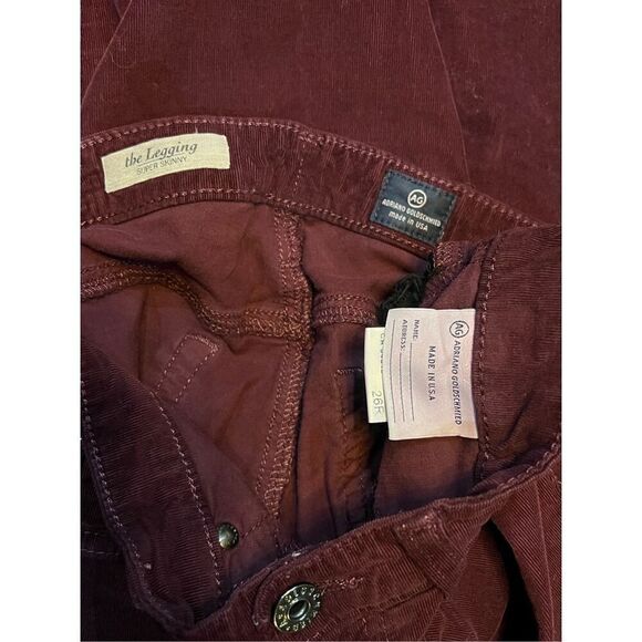 Adriano Goldschmied Wine Colored Corduroy Super Skinny Legging Size 26 - Picture 4 of 4